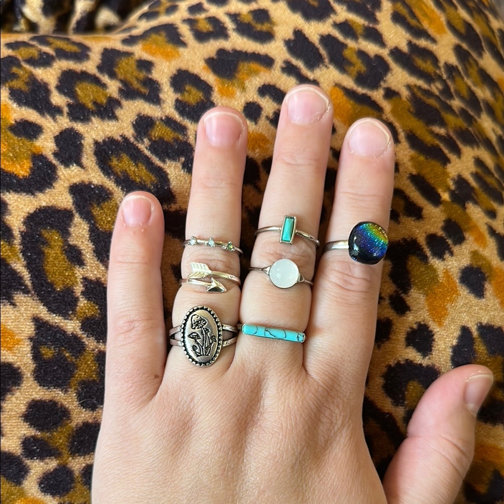 Silver and Turquoise Ring Set
